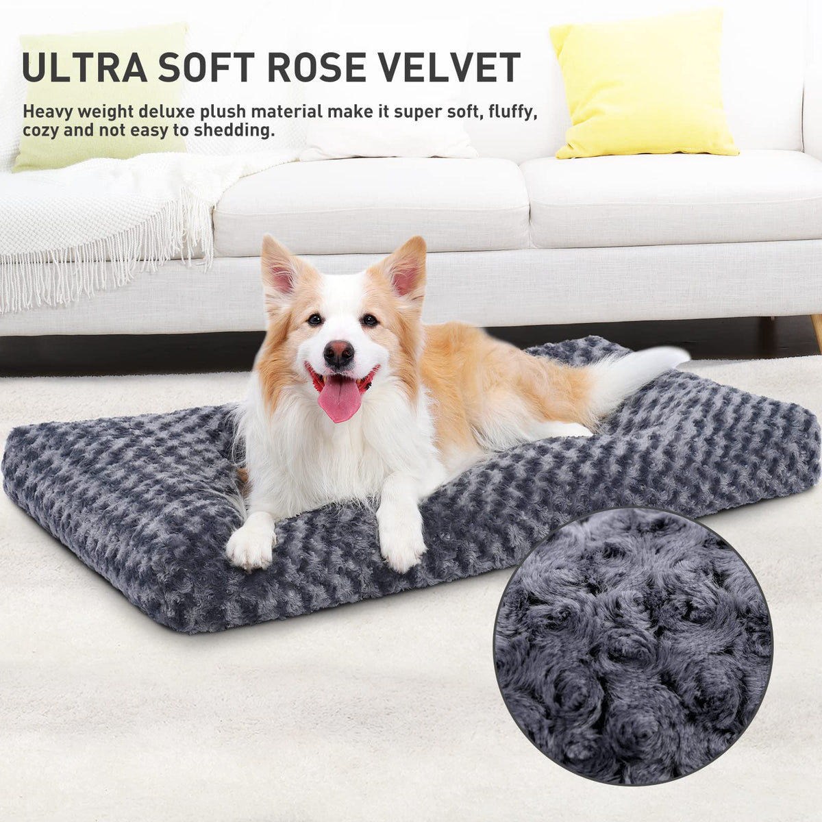 KSIIA Washable Plush Dog Crate Mat