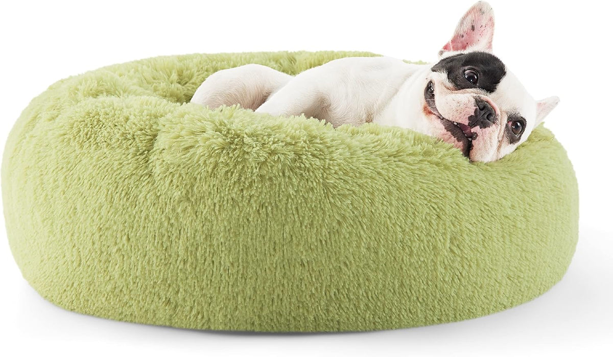 Bedsure Calming Donut Dog Bed, Faux Fur