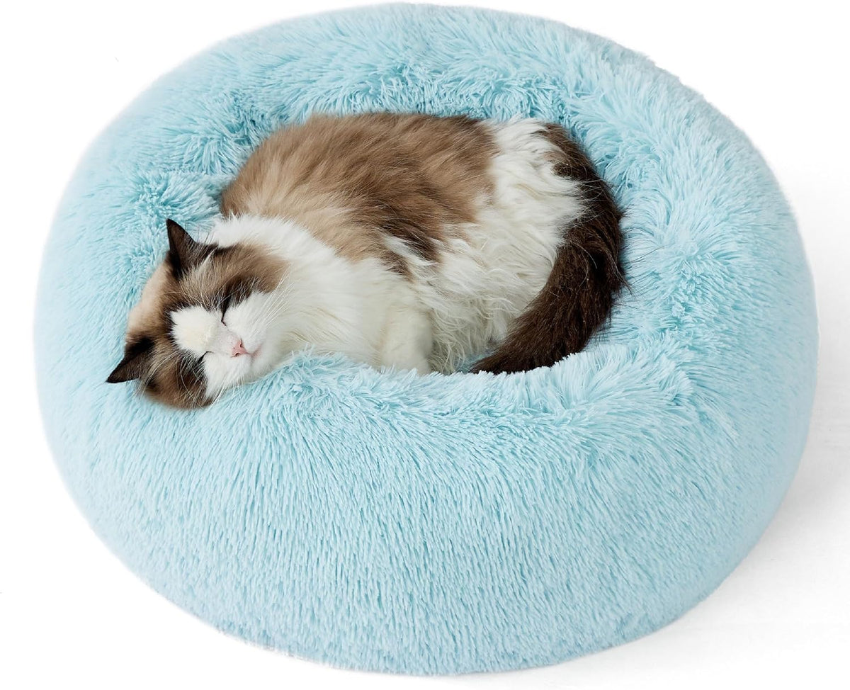 Bedsure Calming Donut Dog Bed, Faux Fur
