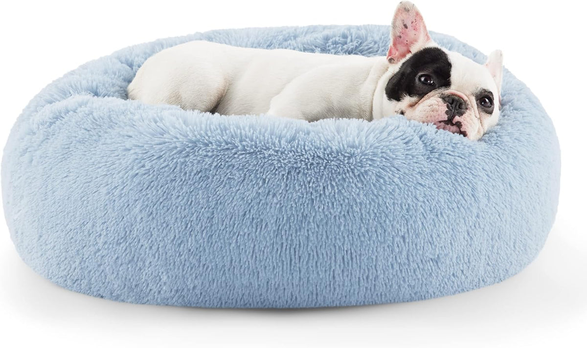 Bedsure Calming Donut Dog Bed, Faux Fur