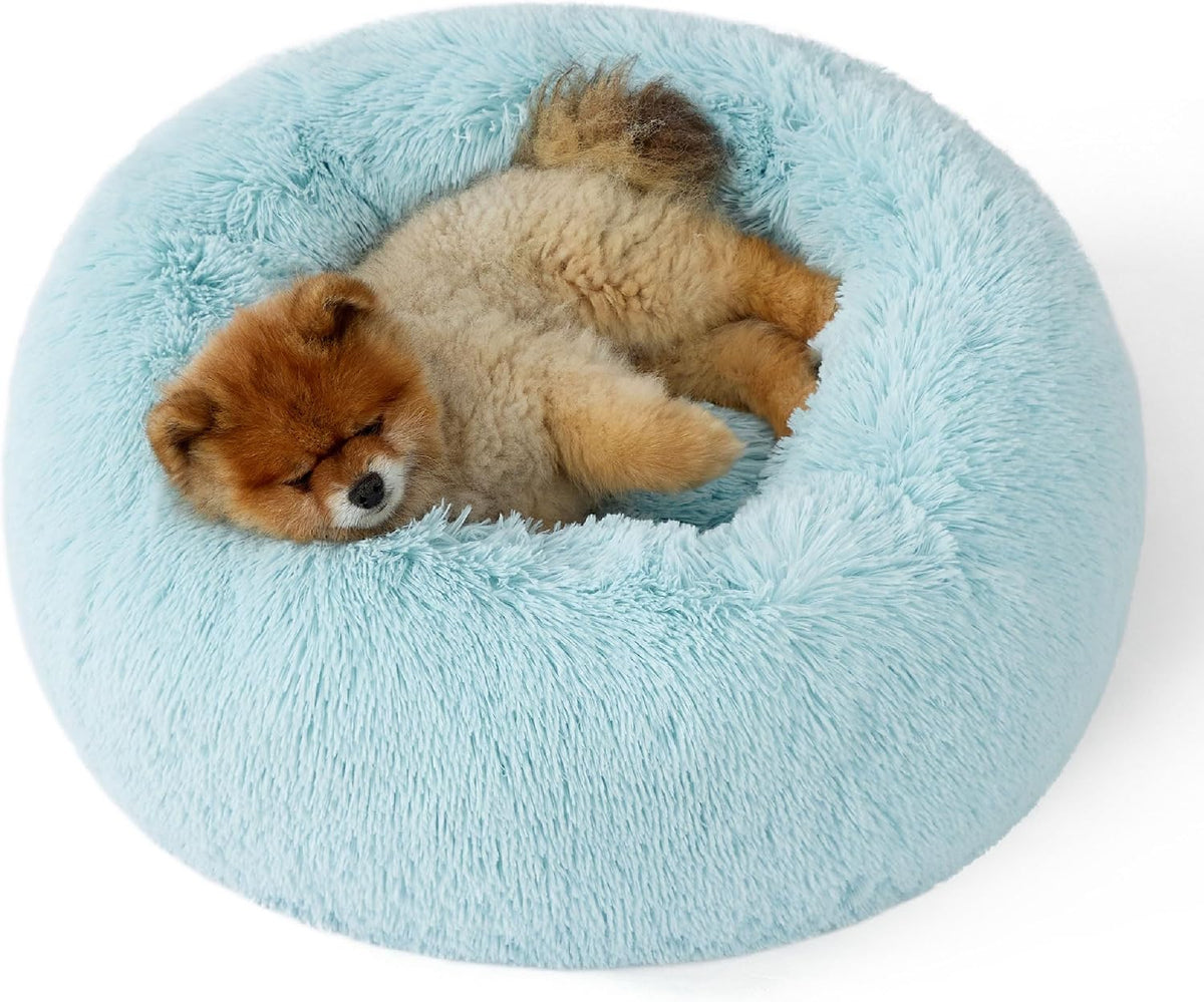 Bedsure Calming Donut Dog Bed, Faux Fur