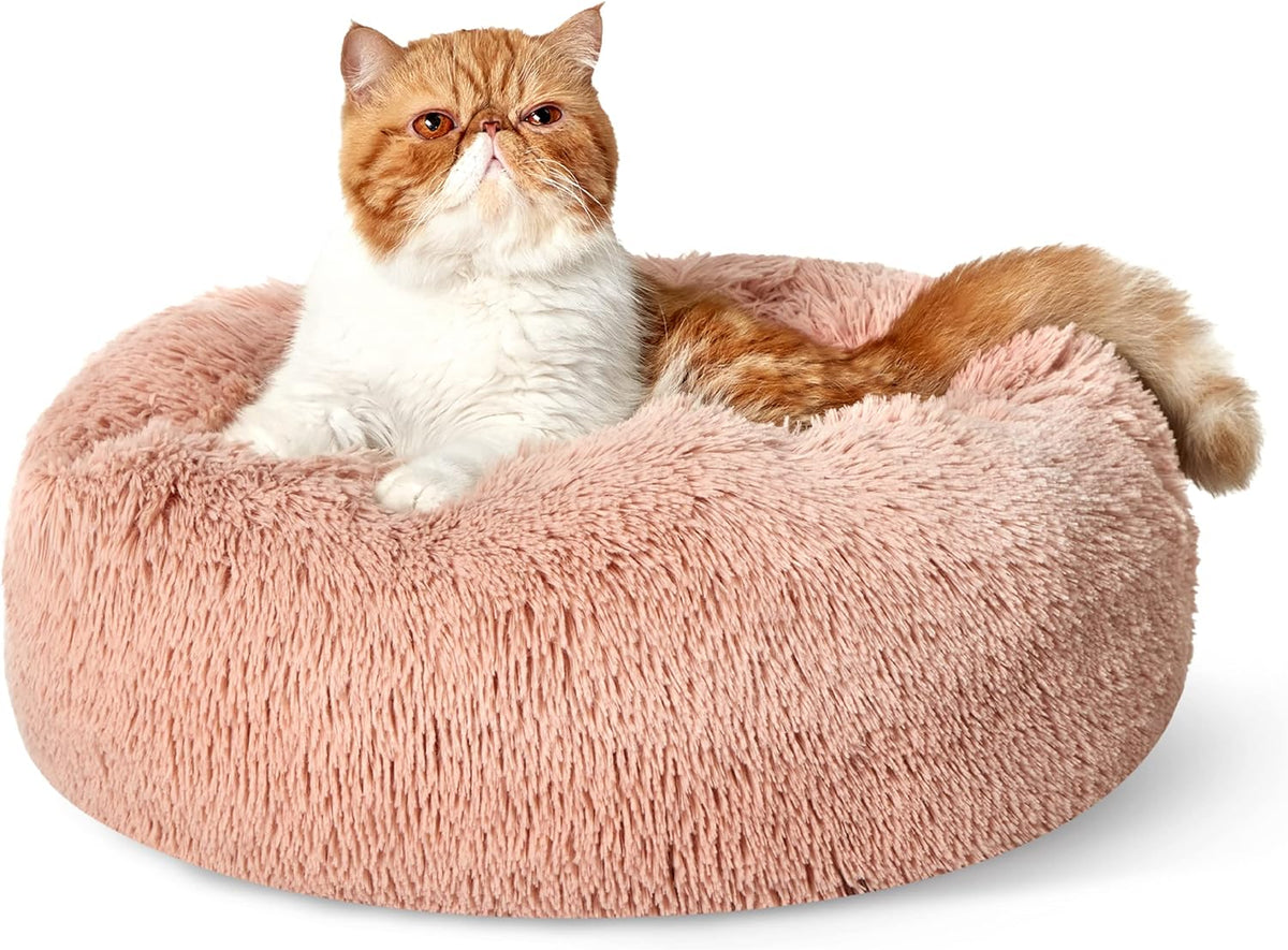Bedsure Calming Donut Dog Bed, Faux Fur