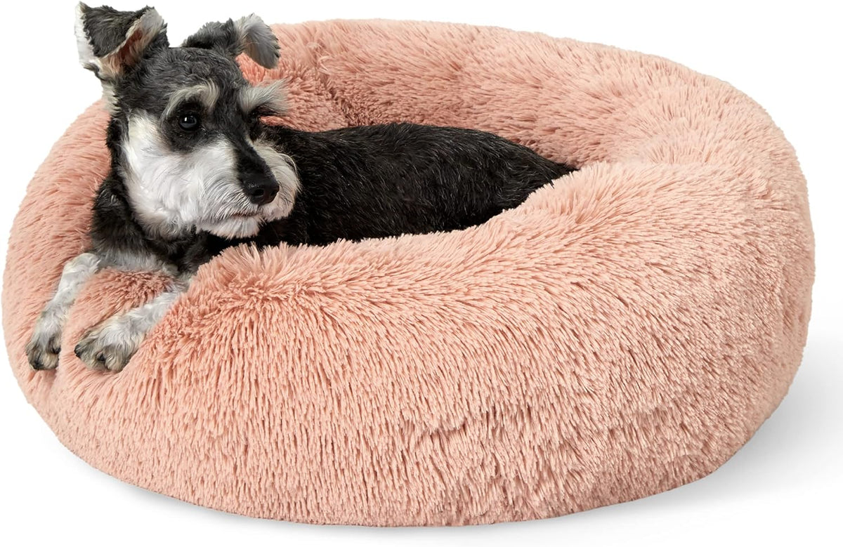 Bedsure Calming Donut Dog Bed, Faux Fur