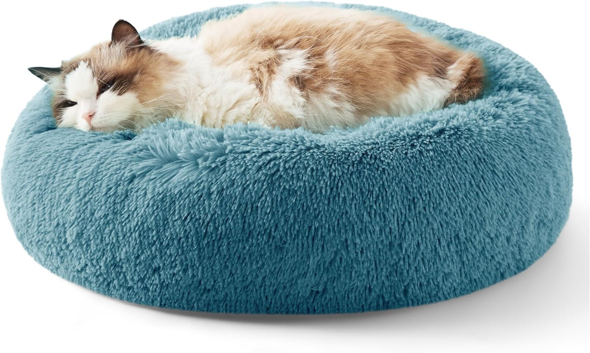 Bedsure Calming Donut Dog Bed, Faux Fur