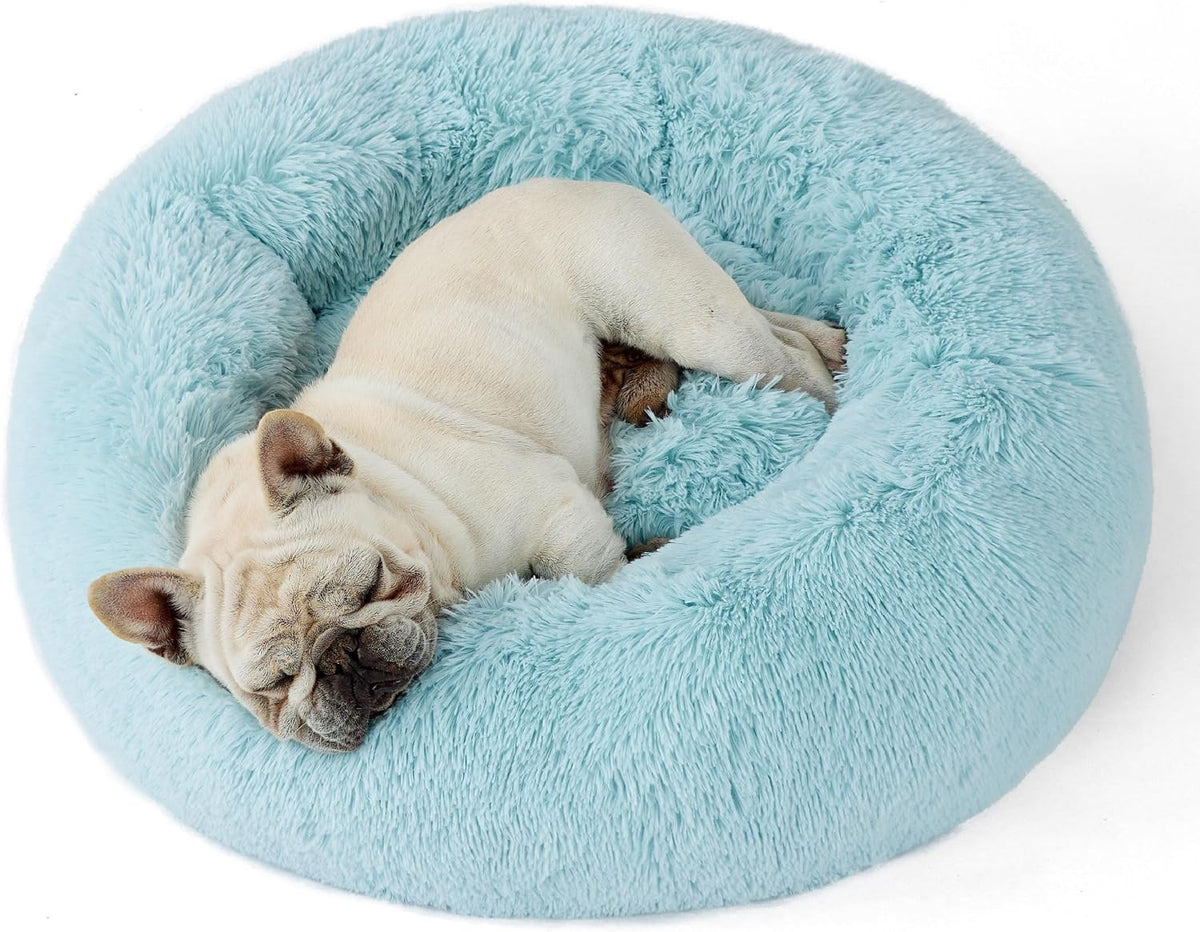 Bedsure Calming Donut Dog Bed, Faux Fur