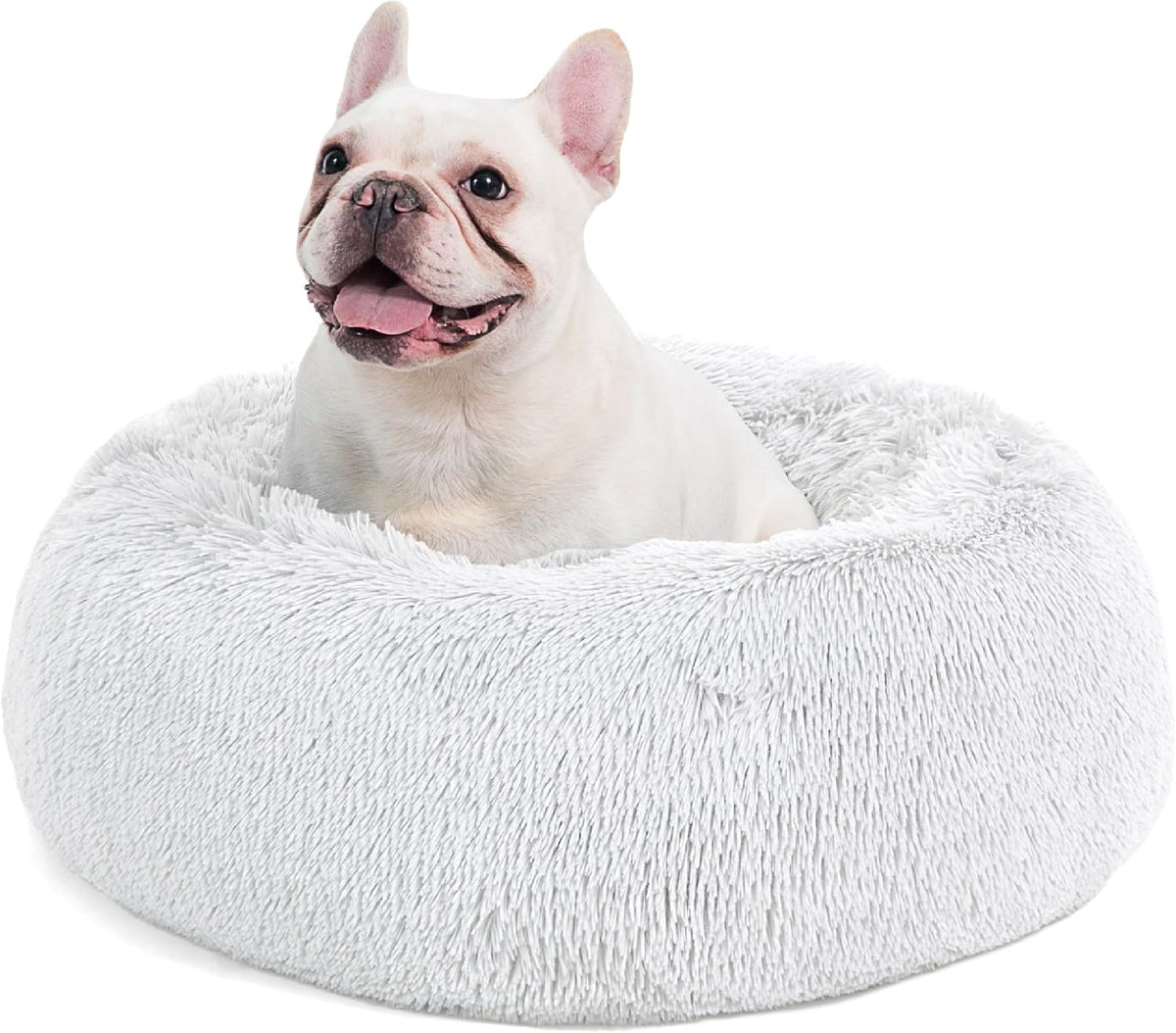 Bedsure Calming Donut Dog Bed, Faux Fur