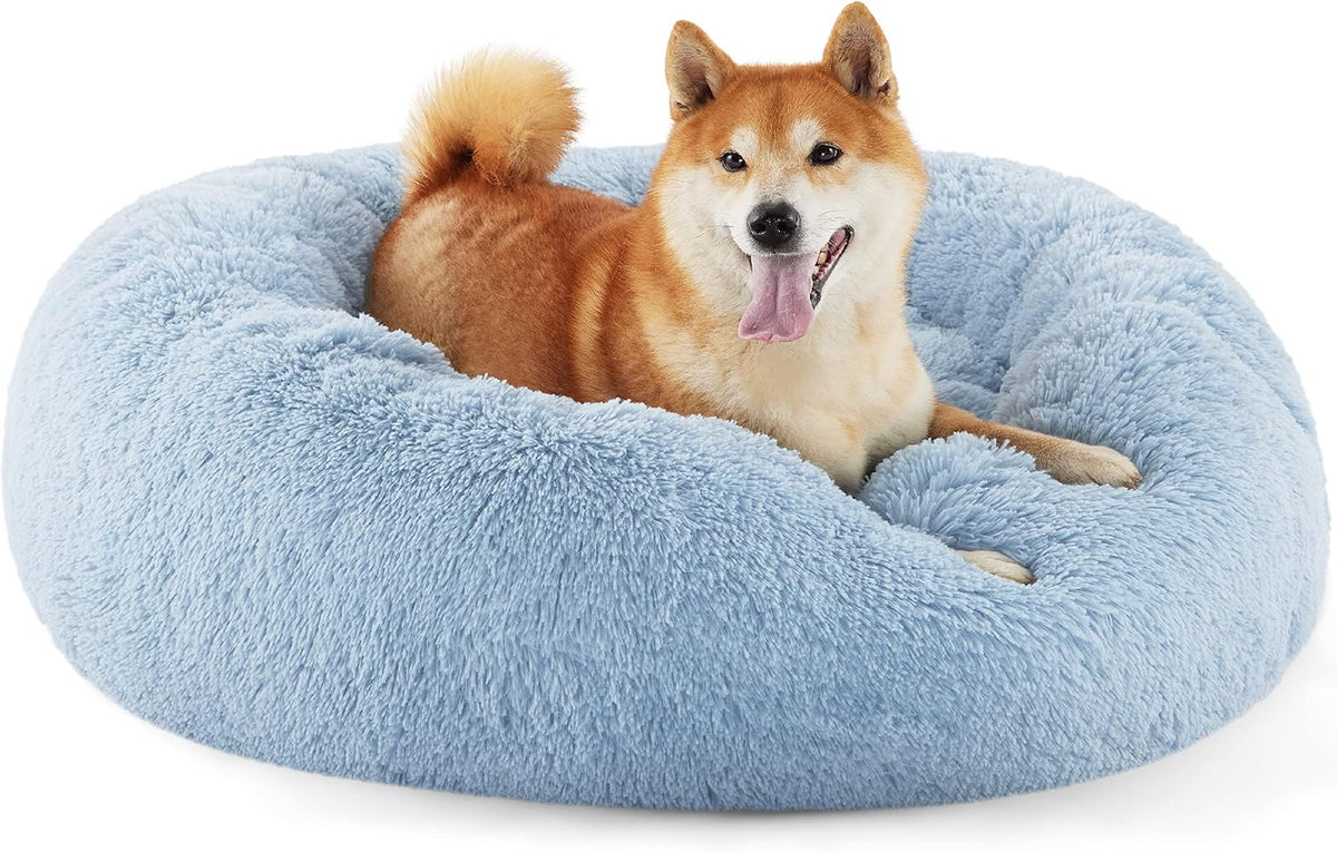 Bedsure Calming Donut Dog Bed, Faux Fur