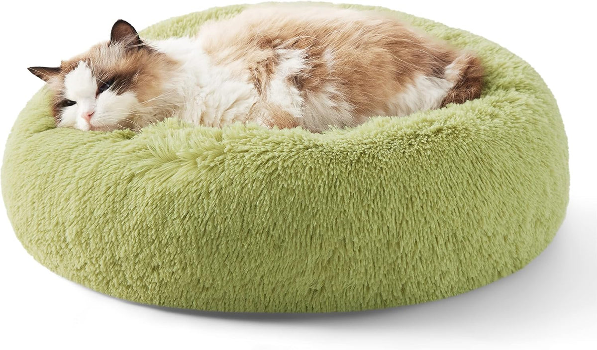 Bedsure Calming Donut Dog Bed, Faux Fur