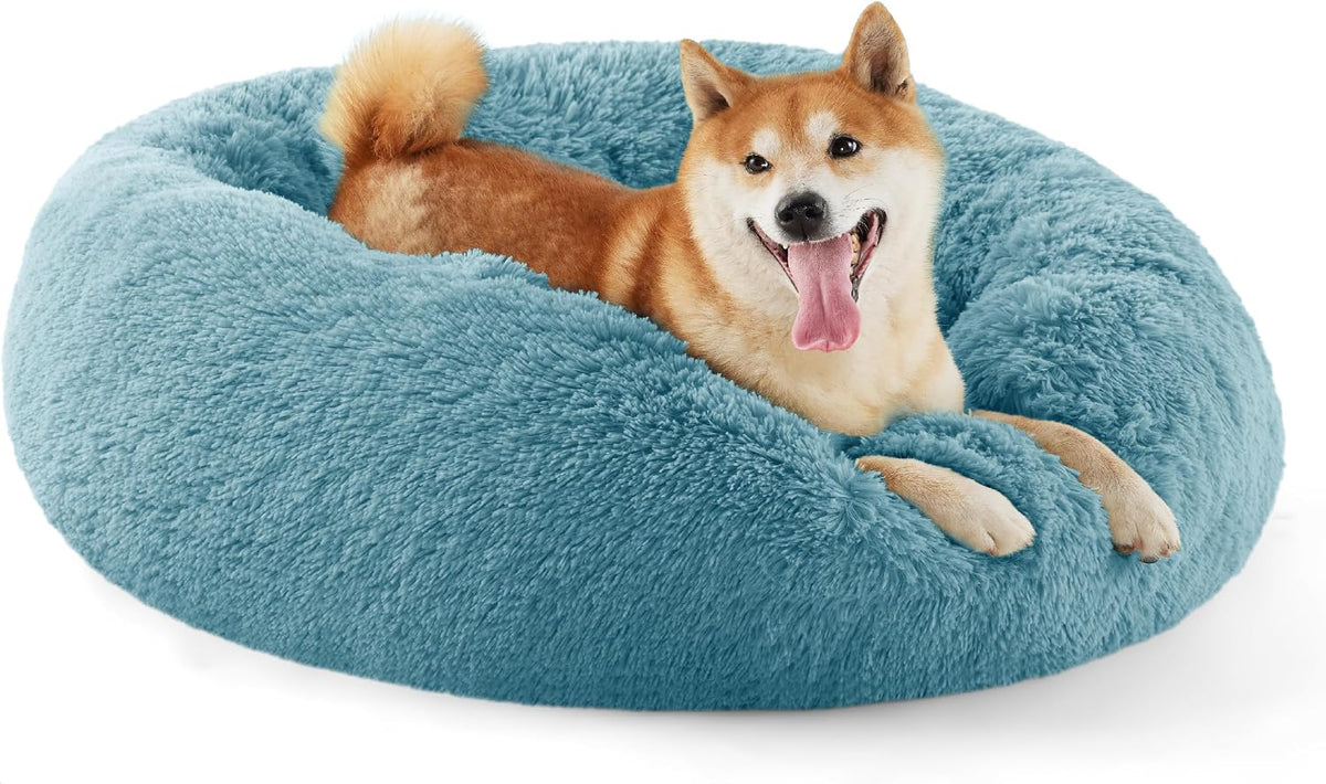 Bedsure Calming Donut Dog Bed, Faux Fur