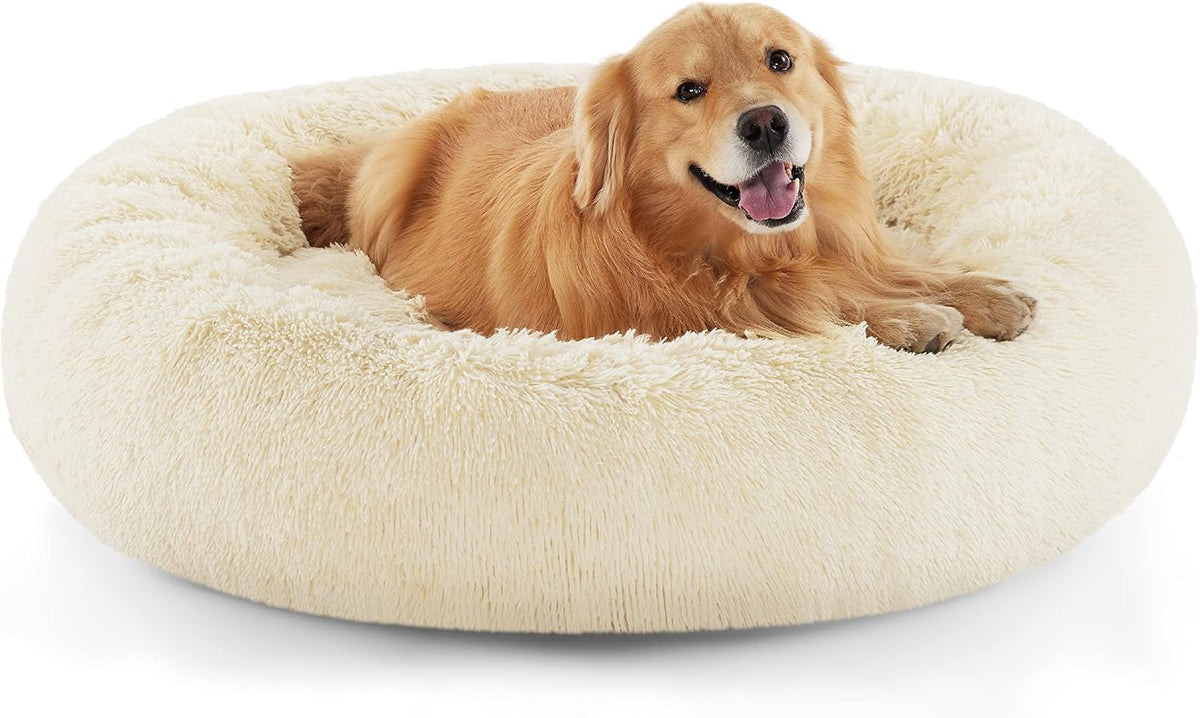 Bedsure Calming Donut Dog Bed, Faux Fur