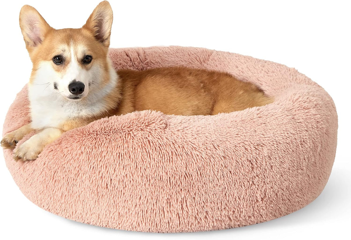 Bedsure Calming Donut Dog Bed, Faux Fur