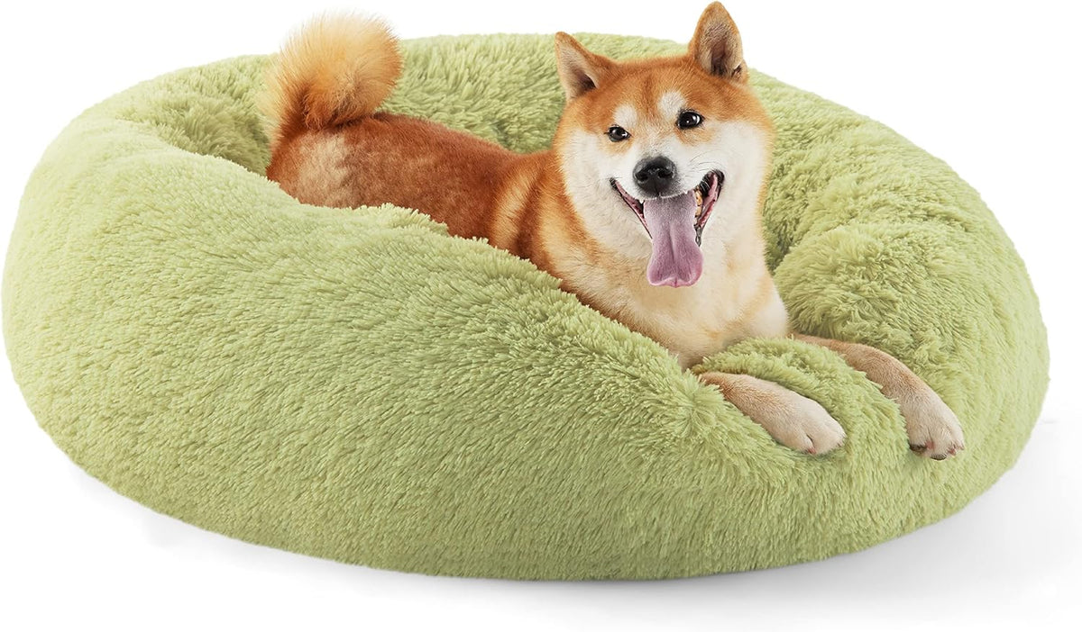 Bedsure Calming Donut Dog Bed, Faux Fur