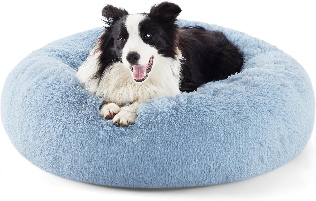 Bedsure Calming Donut Dog Bed, Faux Fur