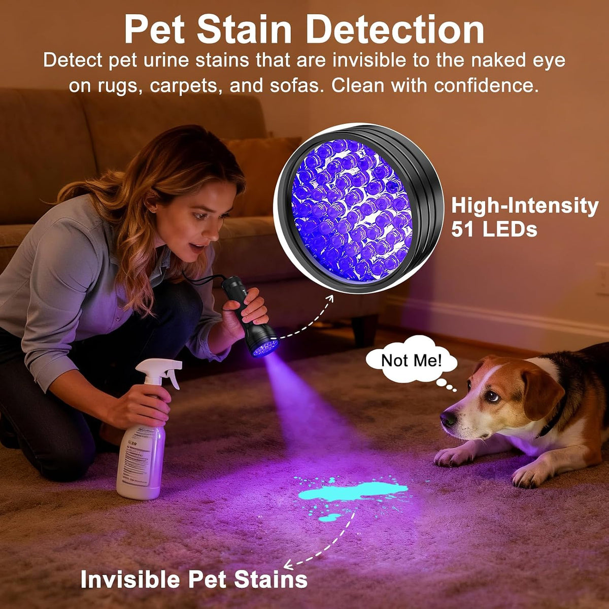 Vansky UV Blacklight Flashlight for Pet Stains