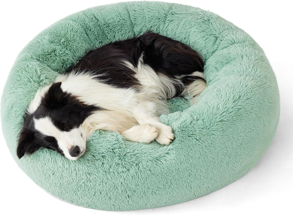 Bedsure Calming Donut Dog Bed, Faux Fur