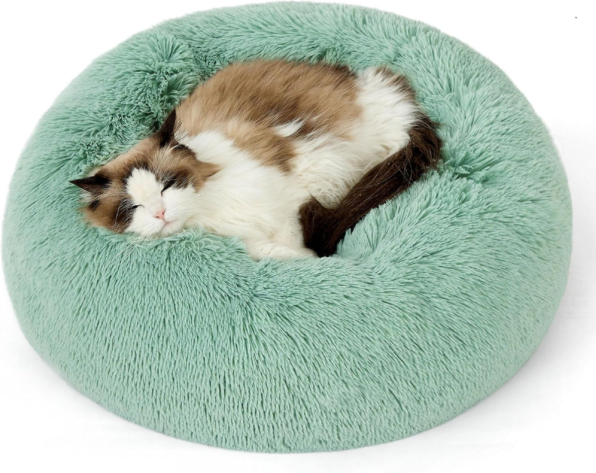 Bedsure Calming Donut Dog Bed, Faux Fur