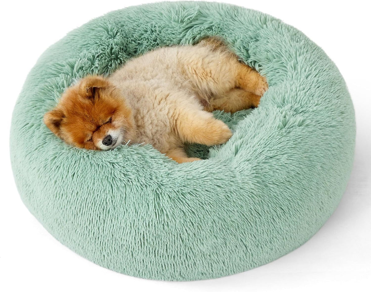Bedsure Calming Donut Dog Bed, Faux Fur
