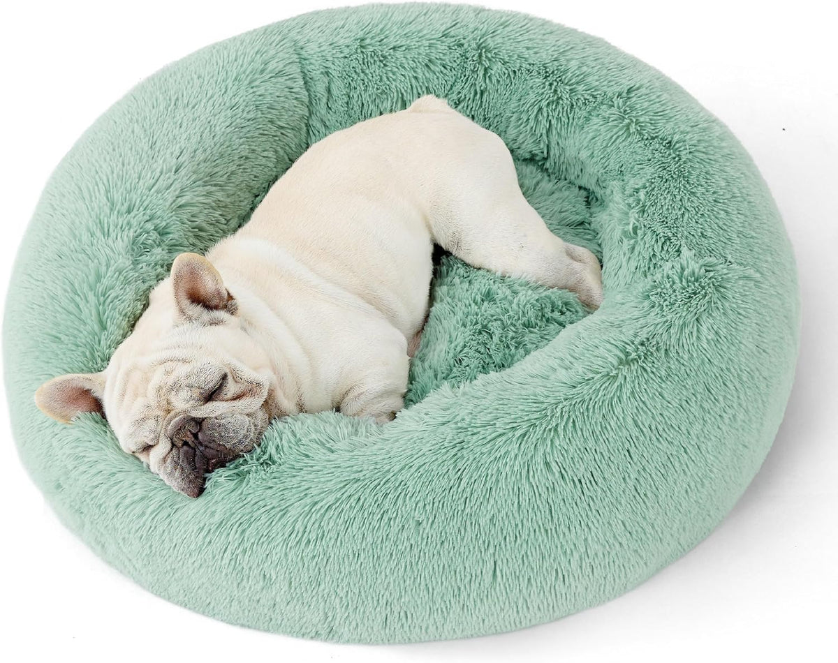 Bedsure Calming Donut Dog Bed, Faux Fur