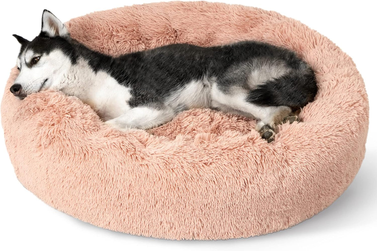 Bedsure Calming Donut Dog Bed, Faux Fur
