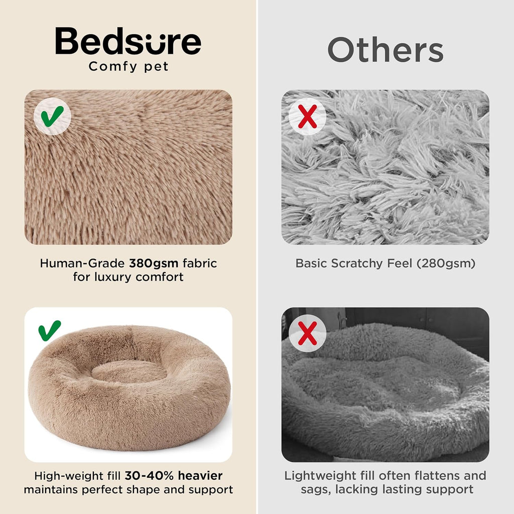 Bedsure Calming Donut Dog Bed, Faux Fur